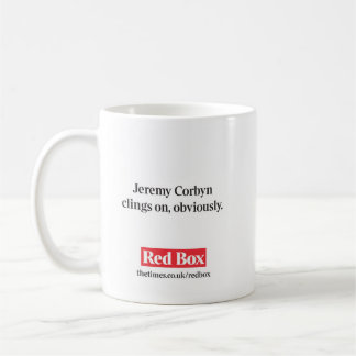 Caneca vermelha da caixa - Jeremy Corbyn adere-se
