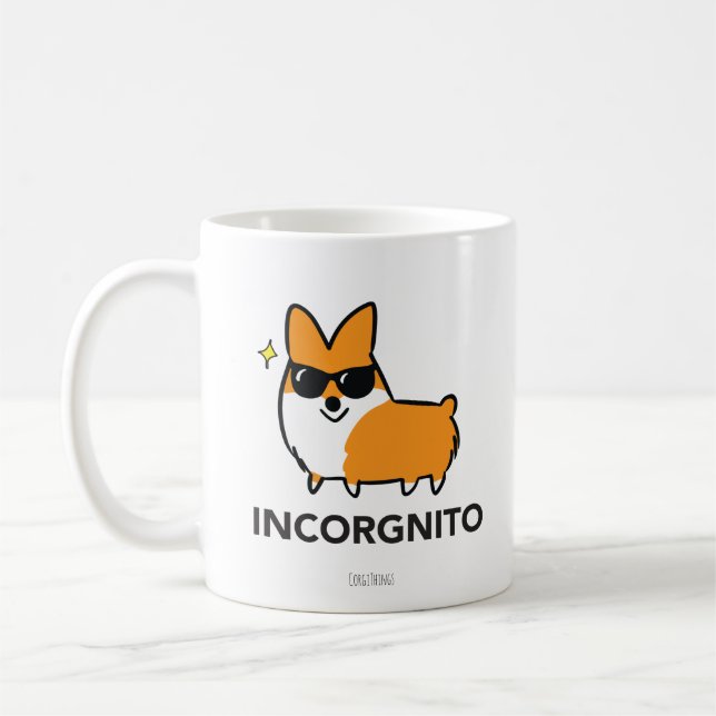 Caneca vermelha de Incorgnito do Corgi (Esquerda)