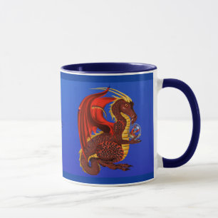 Caneca vermelha do dragão da fortuna