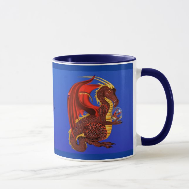 Caneca vermelha do dragão da fortuna (Direita)