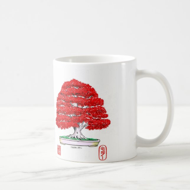 Caneca vermelha dos bonsais do bordo japonês (Direita)