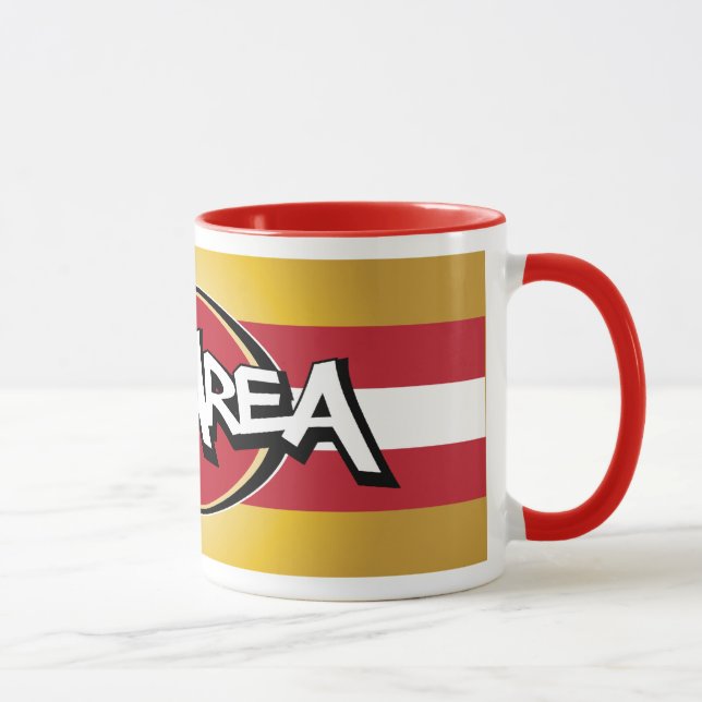 Caneca vermelha & Dourado da área da baía (Direita)