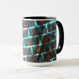 Caneca Vermelho azul manchado, arranhões, rede ou efeito 