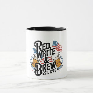 Caneca Vermelho Branco & Cerveja Est 1776 4 De Julho 250º