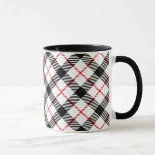 Caneca Vermelho Clássico, Preto e Xadrez Branco