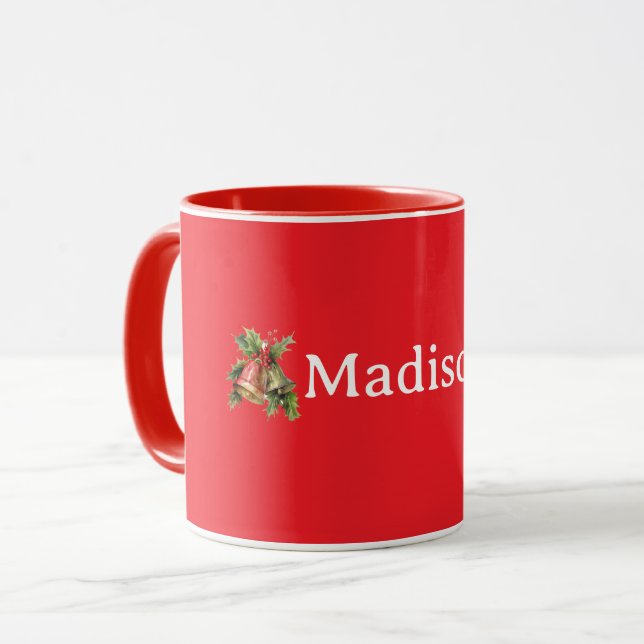 Caneca Vermelho, cor vermelha sólida TEMPLATE, personaliz (Frente Esquerda)