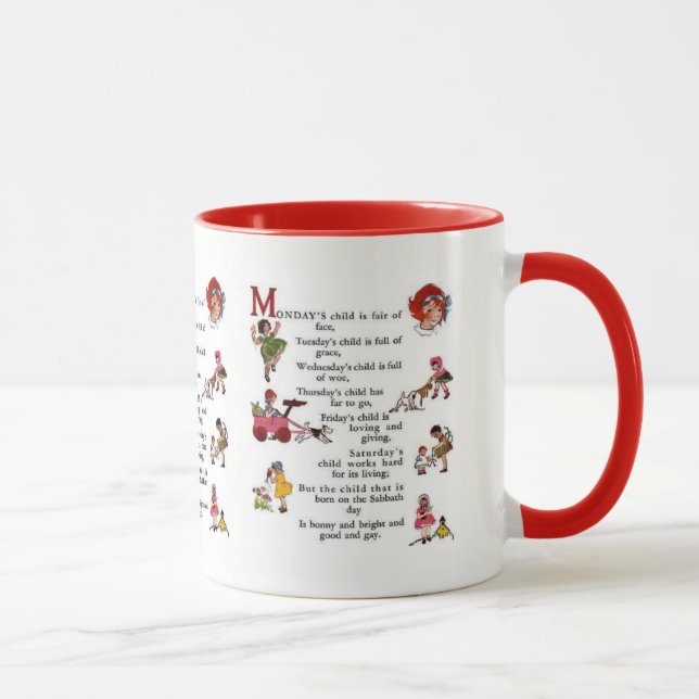Caneca Vermelho da criança de segunda-feira (Direita)