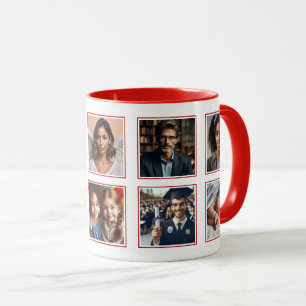 Caneca Vermelho de Colagem de Fotos de Amigos da Família 