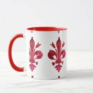 CANECA VERMELHO FLEUR DE LISE