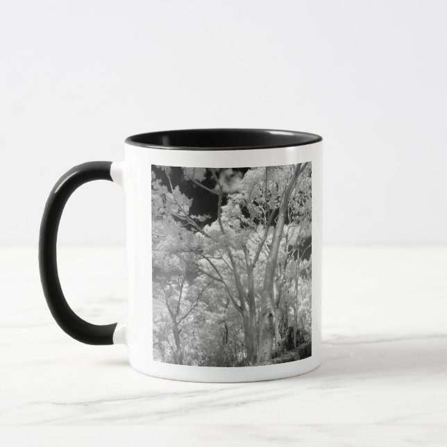 Caneca Vermelho infravermelho de árvores edifícios e tril (Esquerda)