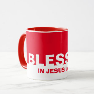 Caneca Vermelho Moderno BECIDO Em Nome De Jesus Mug Crist