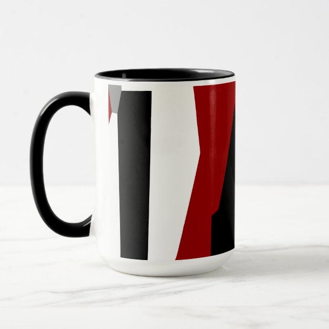 Caneca Vermelho preto e branco abstrato (Esquerda)