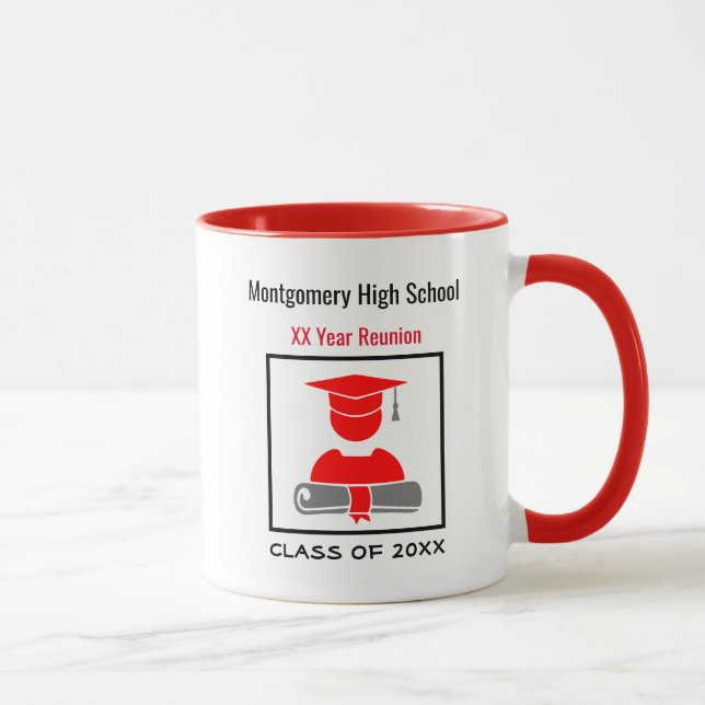 Caneca Vermelho Preto Preto Personalizado de Reunião do s (Direita)
