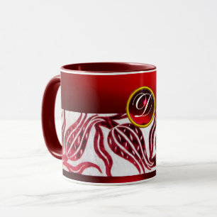 Caneca VERMELHO VELVET DAMASK MONOGRAM Burgunk White