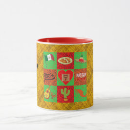 Caneca Vermelho Verde Dourado Mexicano