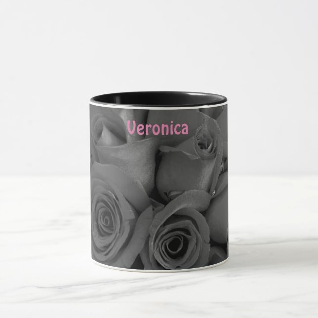 Caneca VERONICA ~ Buds Personalizados de Rosa vermelha Fo (Centro)