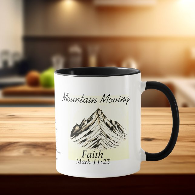 Caneca Versículo Bíblico Montanha Movendo Fé Negra Marcos ( Faith Mug)
