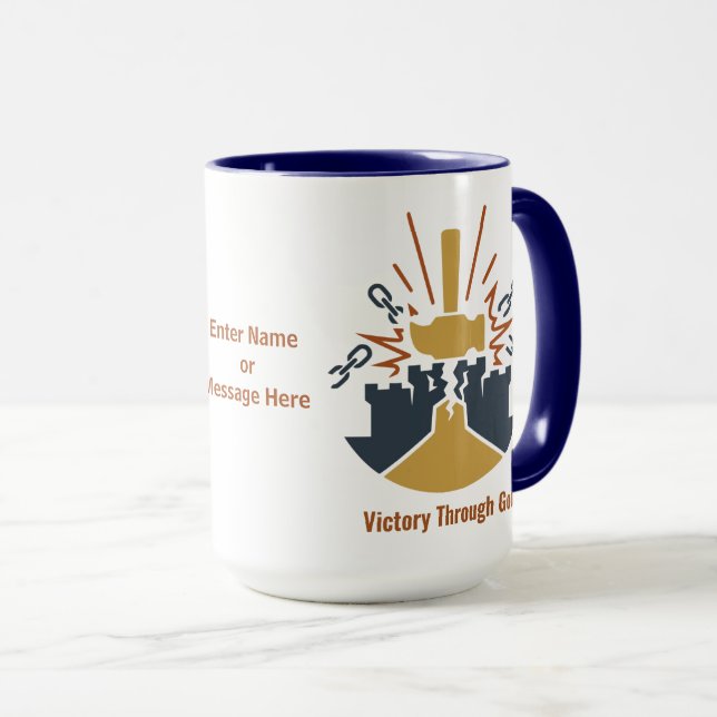 Caneca Versículo Bíblico Personalizado Poderoso Através d (Frente Esquerda)