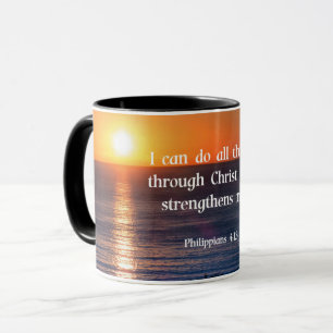 Caneca versículo da Bíblia, Filipenses 4:13,