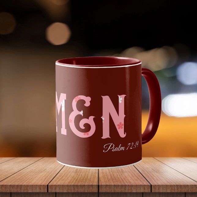 Caneca Versículo da Bíblia Tipografia Moderna Personaliza (Amen Bible Verse Modern Typography Custom Mug, perfect Christmas gift for family, Christian friends)