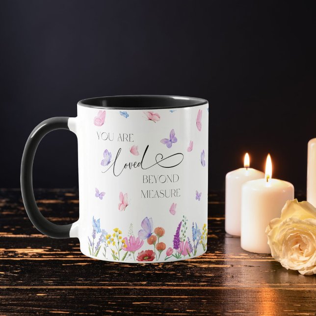 Caneca Verso Bíblico Cristão Aquarela de Flores Silvestre (Criador carregado)