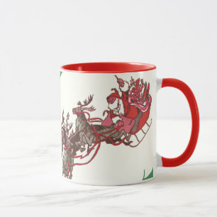 Caneca Véspera de natais vintages, Retro Papai Noel em Sl