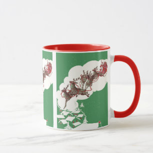 Caneca Véspera de natais vintages, Retro Papai Noel em Sl