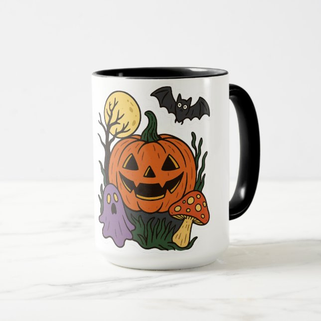 Caneca Vestido de Dia das Bruxas Spooky (Frente Esquerda)