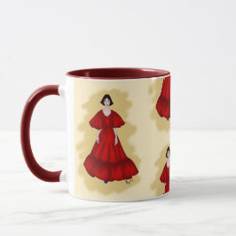 Caneca Vestido Vermelho Vibrante com Estilo de Movimento
