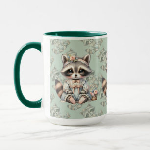 Caneca Vestido Vintage Cottagecore Guaxinim Pastel