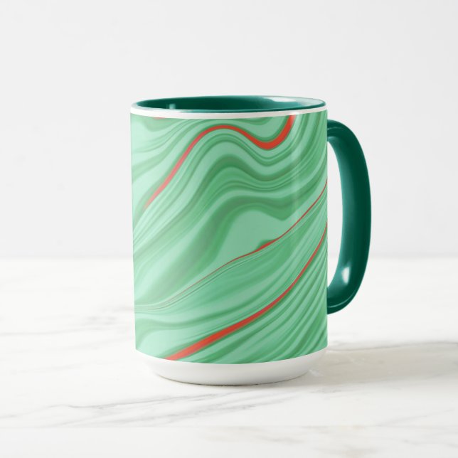 Caneca Vestuário em curvas com tons verdes claros de ment (Frente Esquerda)