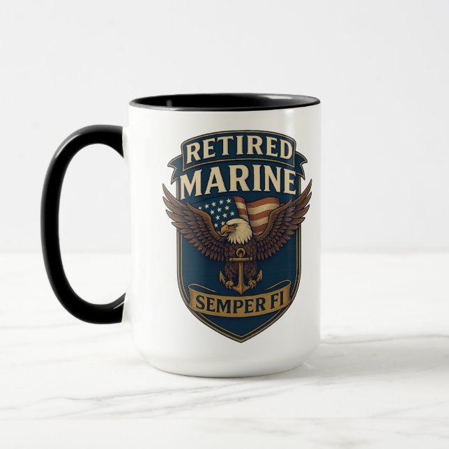 Caneca VetGearHQ.com Marine Corps Veteran Logo Emblem (Esquerda)