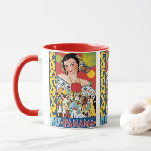 Caneca Viagem Antiga 1937 Carnaval do Panamá Festa Mulher
