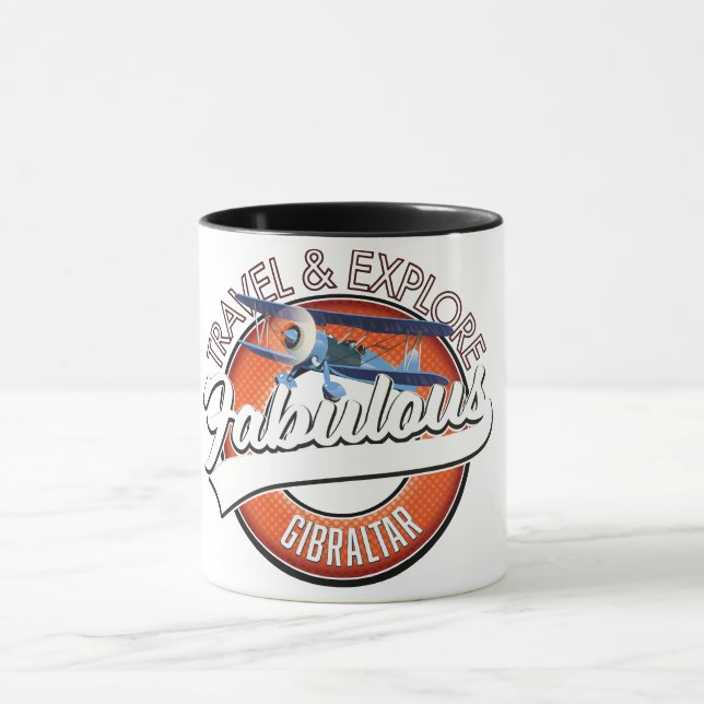 Caneca viagem explore fabuloso logotipo de Gibraltar (Centro)