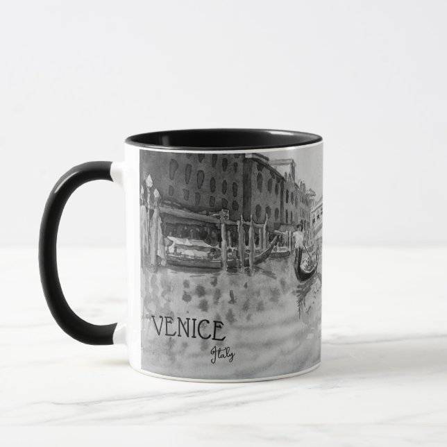 Caneca Viagem Itália - souvenir preto e branco de VENICE (Esquerda)