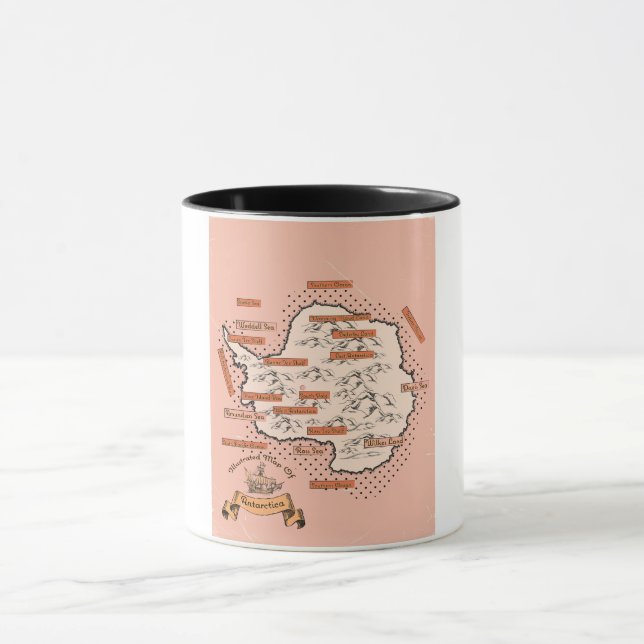 Caneca Viagem mapa ilustrado Antártico (Centro)
