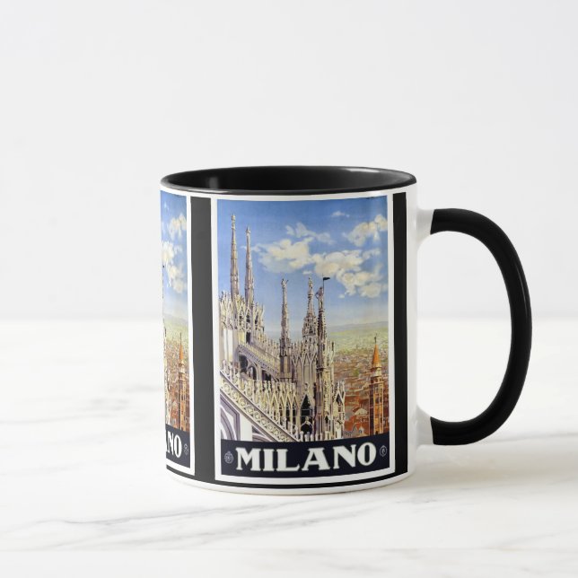 Caneca Viagens vintage de Milão Italia (Direita)