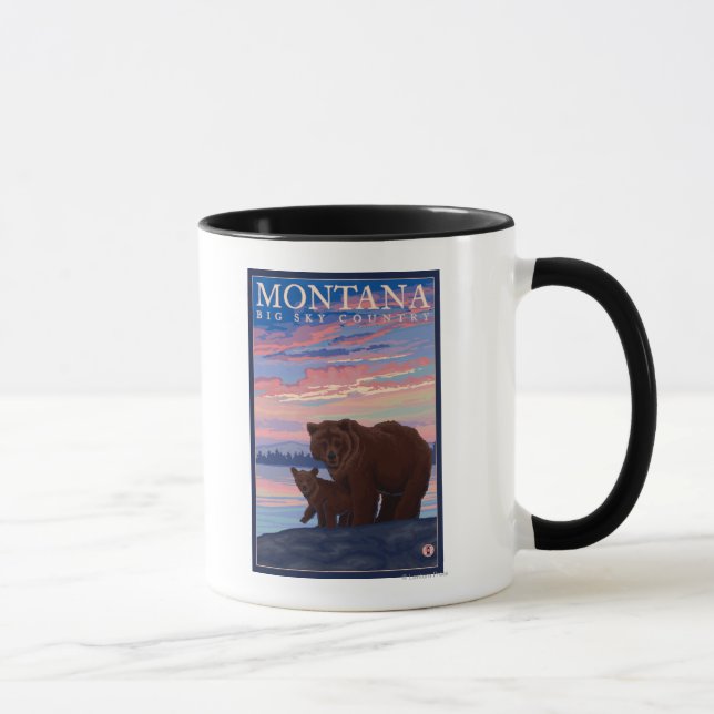 Caneca Viagens vintage de MontanaMomma Bear e Cub (Direita)