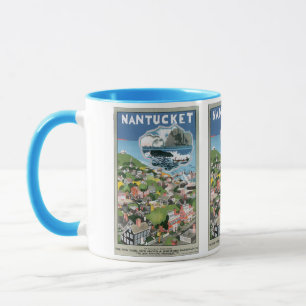 Caneca Viagens vintage de Poster, Mapa de Nantucket Islan