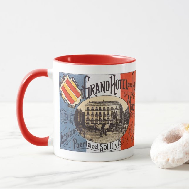 Caneca Viagens vintage, Grand Hotel Paix, Madrid, Espanha (Com Donut)
