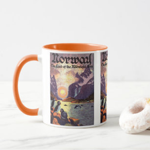 Caneca Viagens vintage, Land de Fjord da Noruega, Midnigh