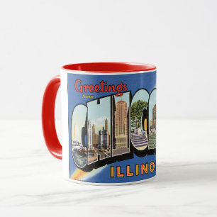 Caneca Viagens vintage, Saudações de Chicago Illinois