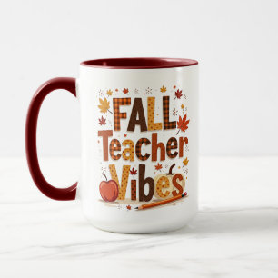 Caneca Vibes personalizados do professor de outono