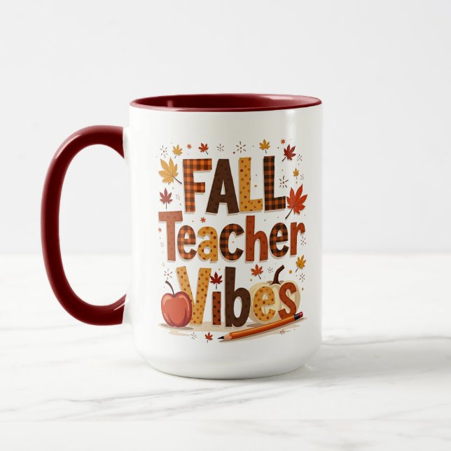 Caneca Vibes personalizados do professor de outono (Esquerda)