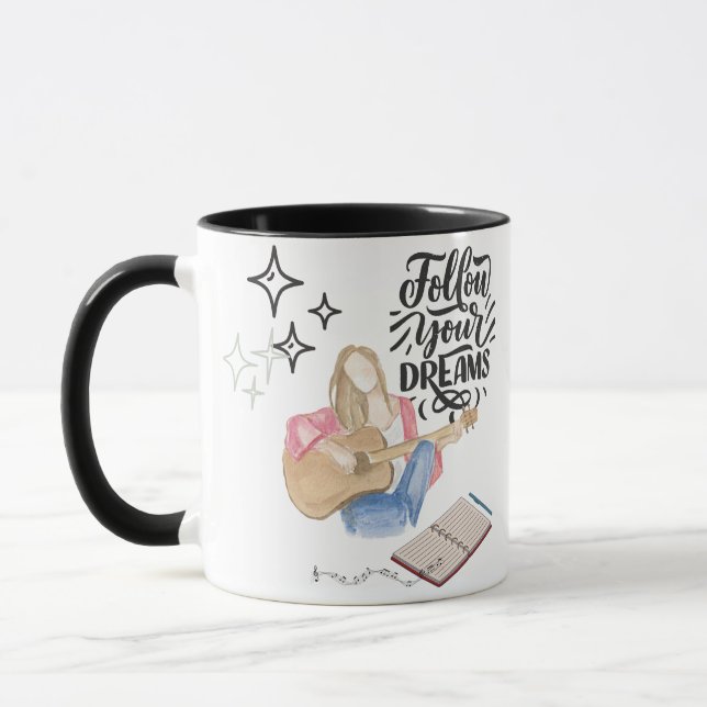 Caneca Vibração de garota de guitarra (Esquerda)