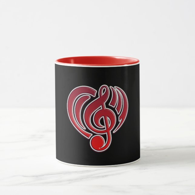 Caneca Vibrações Ama Musical Nota Musical do Coração Verm (Centro)