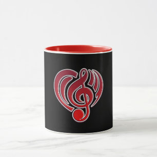 Caneca Vibrações Amor Musical Coração Vermelho Nota Music