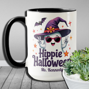 Caneca Vibrações Boho Hippie Groovy Temporada Assustadora