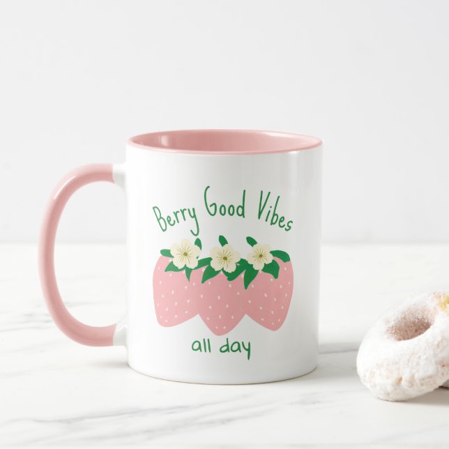 Caneca Vibrações de Frutas Muito Boas o Dia Todo (Com Donut)