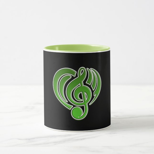 Caneca Vibrações Musical Love Green Heart Music Note DJ (Centro)